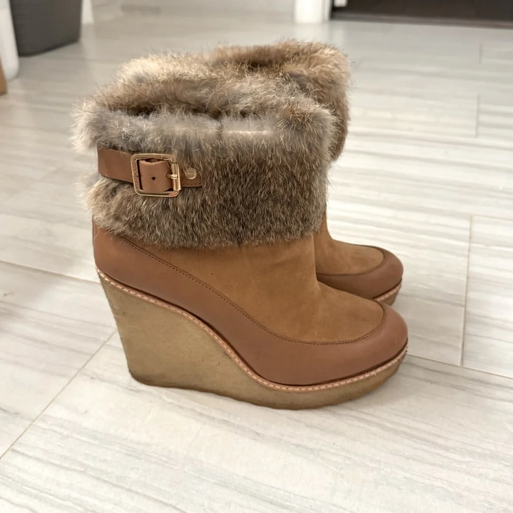 Tory Burch Tan Fur Trim Winter Boots, Tan/Brown Size 9M